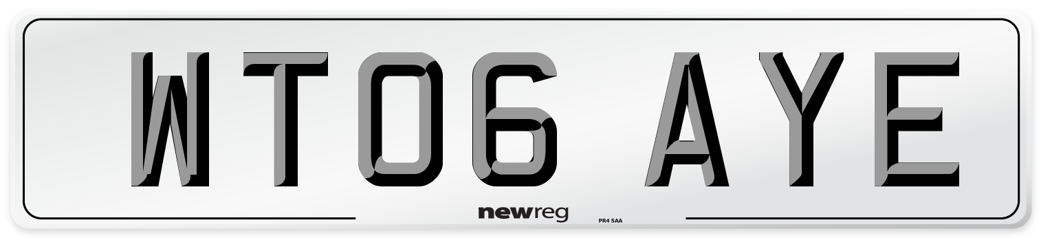 WT06 AYE Number Plate from New Reg